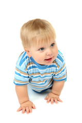 Little boy isolated on white background