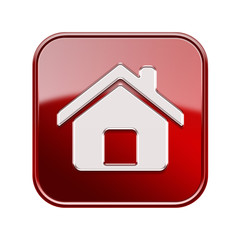 Fototapeta na wymiar House icon red, isolated on white background