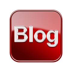 Blog icon red, isolated on white background