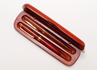 pens on a white background