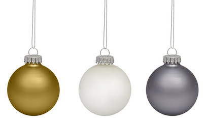 Christmas baubles isolated on white background