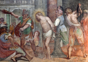Obraz premium Rome - freco of Flagellation of Christ from Santa Prassede