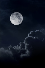 night sky with moon and clouds - 47396363