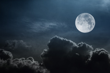 night sky with moon and clouds - 47396575