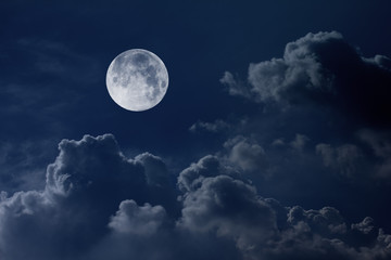 night sky with moon and clouds - 47396703