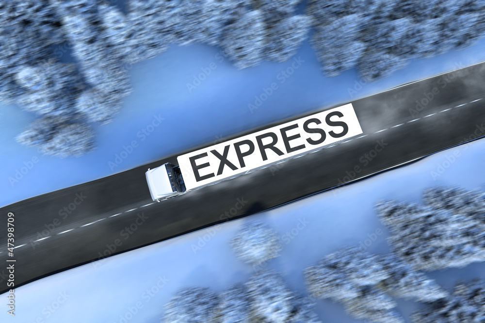 Wall mural winter express lieferung durch eis und schnee 3d