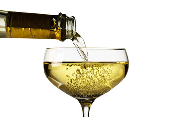 Sektglas mit Champagnerflasche