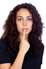 Naklejka premium Young woman with silence sign