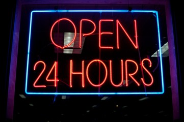 neon open 24 hours sign