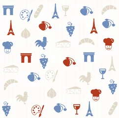 Cercles muraux Doodle Modèle sans couture français