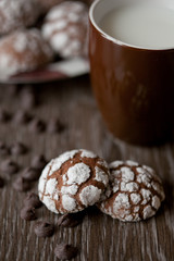Chocolate cookies on a brown background