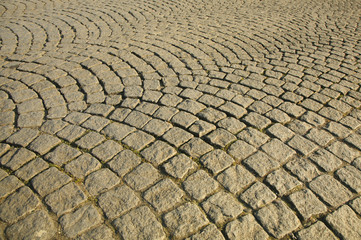 Cobbled street in Brussels with pattern