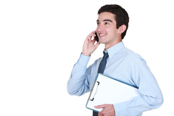 young businessman talking on his cell