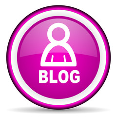 blog violet glossy icon on white background