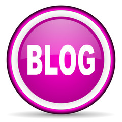 blog violet glossy icon on white background
