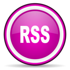 rss violet glossy icon on white background