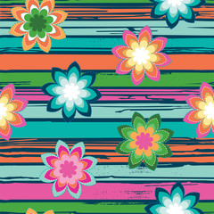 colorful flowers and stripe background