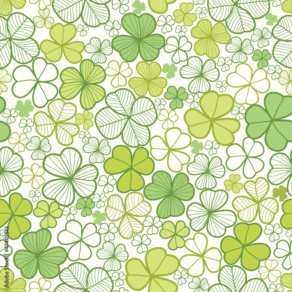 Wall mural vector clover line art seamless pattern background with hand