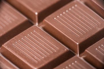 Macro shot of dark chocolate bar.