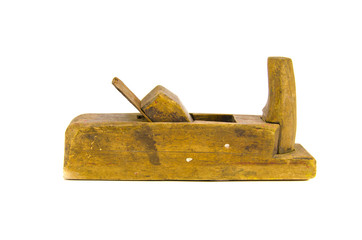 old wooden jointer tool  isolated on white
