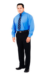 Happy businessman standing