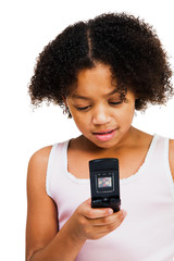 African America girl text messaging