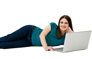 Portrait of a woman using a laptop