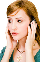 Fototapeta premium Latin American woman listening music