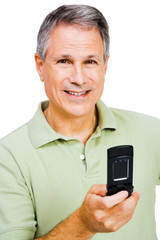 Portrait of a man text messaging