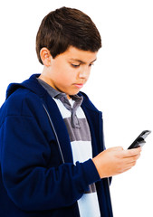 Boy Using Mobile Phone