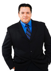 Happy businessman standing