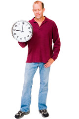 Man showing clock