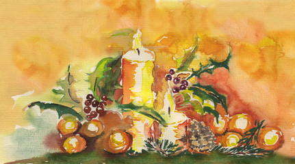 Christmas still life with candle
