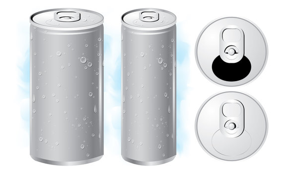 Vector of cans with the ring pull. isolated on white