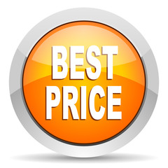 best price orange glossy icon on white background