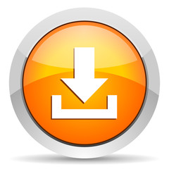 download orange glossy icon on white background