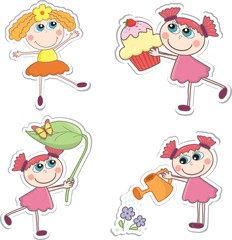 Cartoon girls. Vector illustration