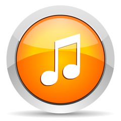 music orange glossy icon on white background