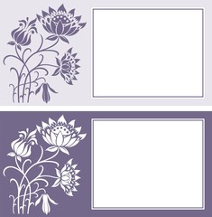Set of wedding floral invitation cards.