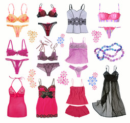 collection of fashionable women's lingerie