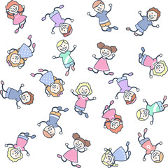 Niñas y niños pequeños saltando y jugando