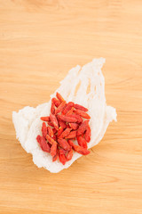 Edible bird's nest with chinese wolfberry fruit