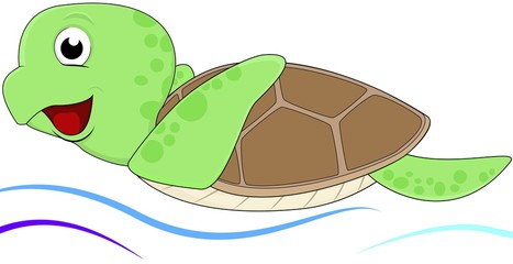 turtle with water waves