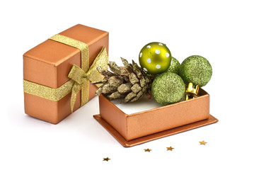 Decorative christmas composition isolated on white