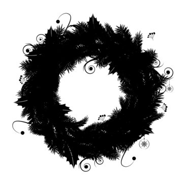 Christmas Wreath Silhouette For Your Design