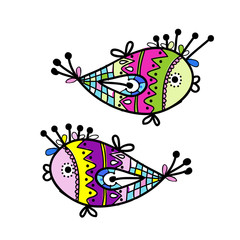 Sketch of funny fishes for your design
