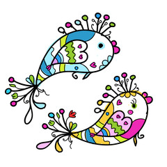 Sketch of funny fishes for your design