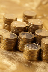 coins on the gold background