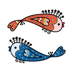 Sketch of funny fishes for your design