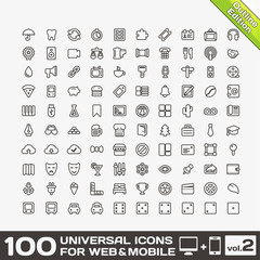 100 Universal Icons For Web and Mobile volume 2